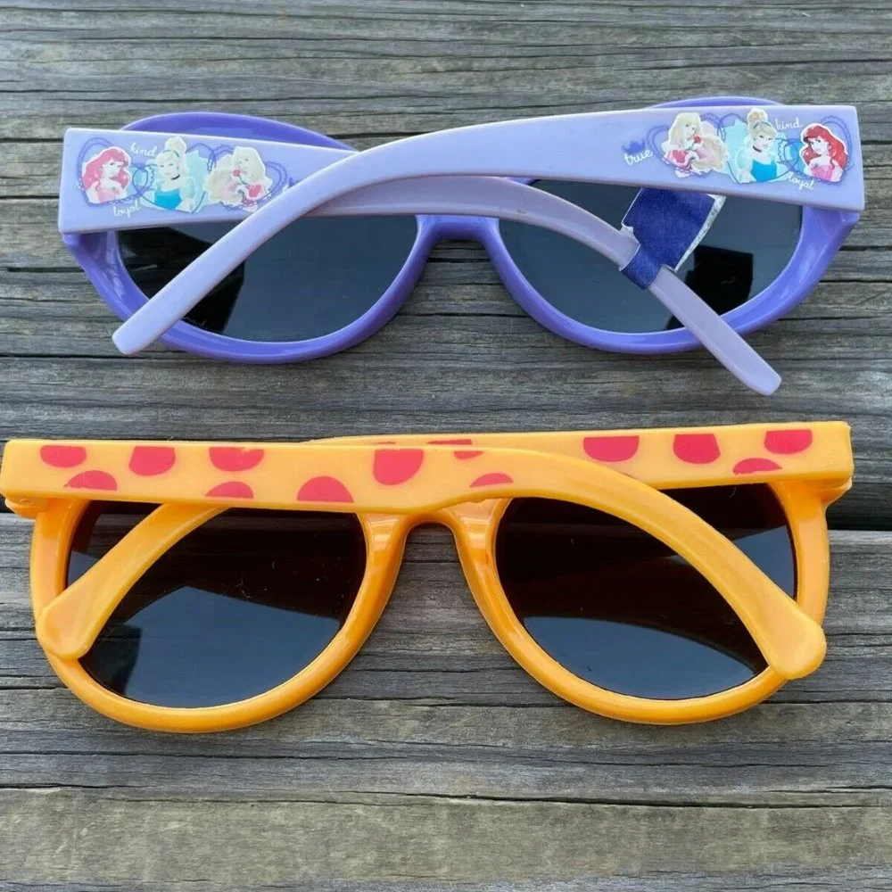 Girl Sunglasses Young Kid Eye Wear Lot of 2 Shade Yellow and Blue Sunglasses